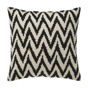 West Elm Chevron Crewel Pillow Covers 20x20 Set of 2 Cotton Black Ivory